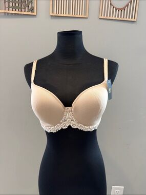 Wacoal Beige Lace-Trim Contour T-Shirt Bra